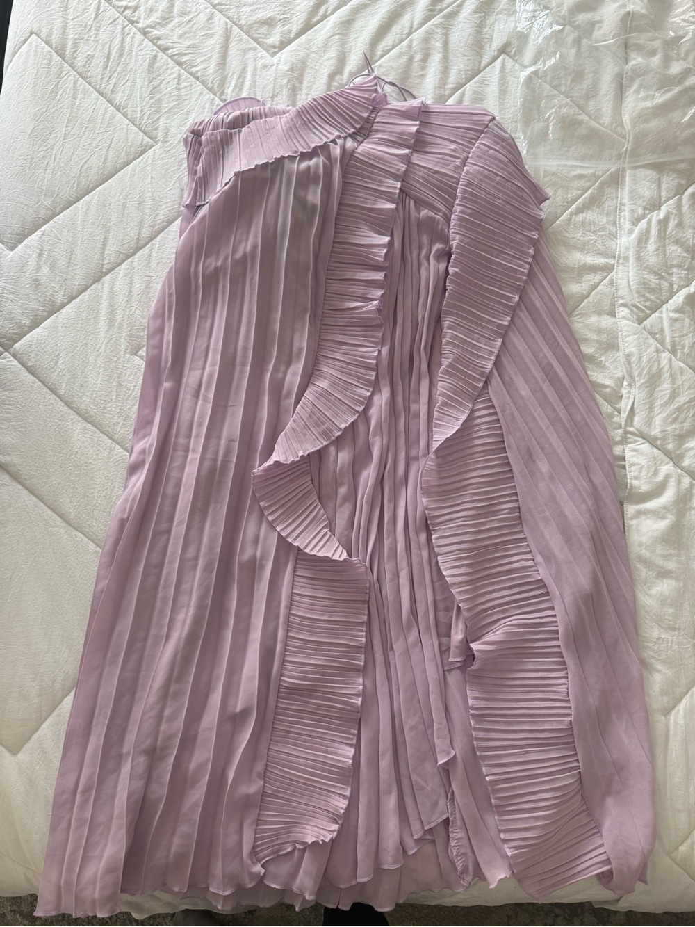 One-Shoulder Lavender Ruffle Maxi Dress - Picture 6 of 10